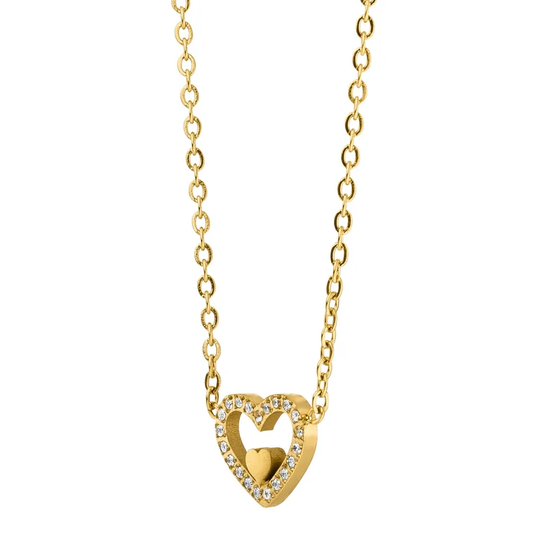 Heart in Heart Kette | 18K vergoldet
