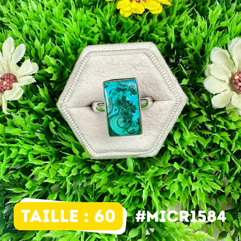 Malachit-Chrysokoll-Ring aus 925er Sterlingsilber #MICR1584