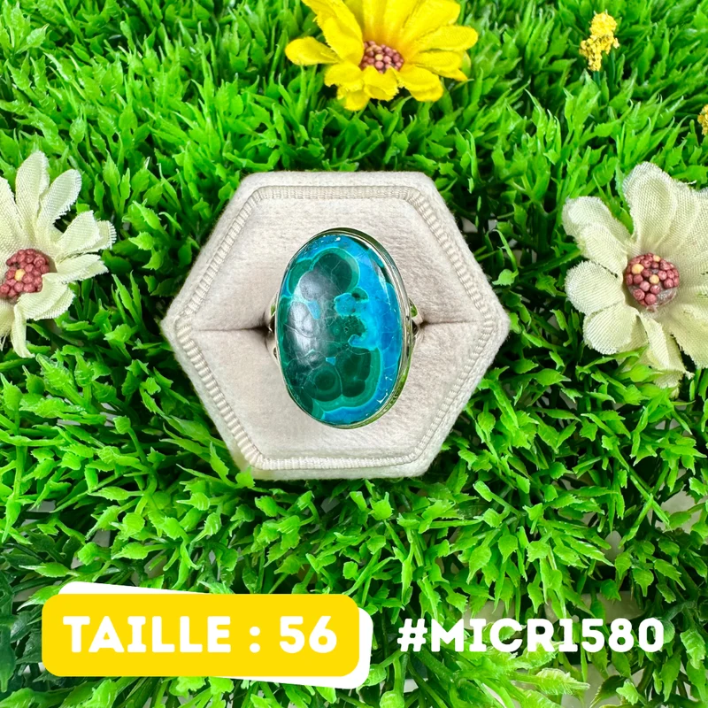 Malachit-Chrysokoll-Ring aus 925er Sterlingsilber #MICR1580