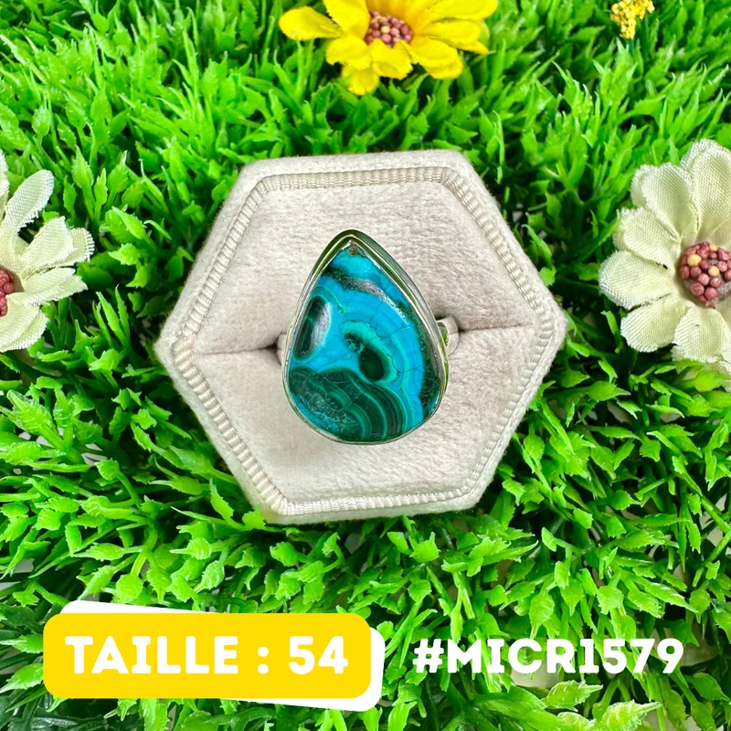 Malachit-Chrysokoll-Ring aus 925er Sterlingsilber #MICR1579