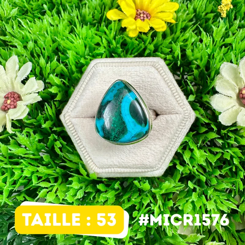 Malachit-Chrysokoll-Ring aus 925er Sterlingsilber #MICR1576