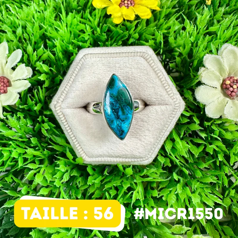 Malachit-Chrysokoll-Ring aus 925er Sterlingsilber #MICR1550