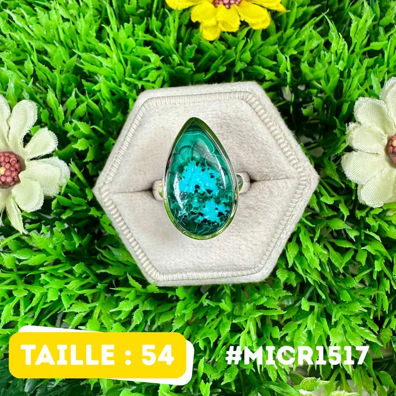 Malachit-Chrysokoll-Ring aus 925er Sterlingsilber #MICR1517