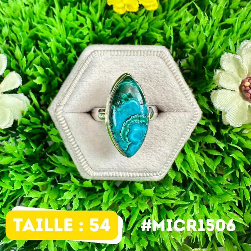 Malachit-Chrysokoll-Ring aus 925er Sterlingsilber #MICR1506