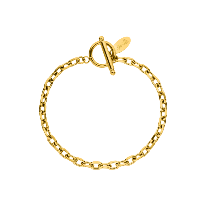 Chunky T-Bar Armband 14K Vergoldet