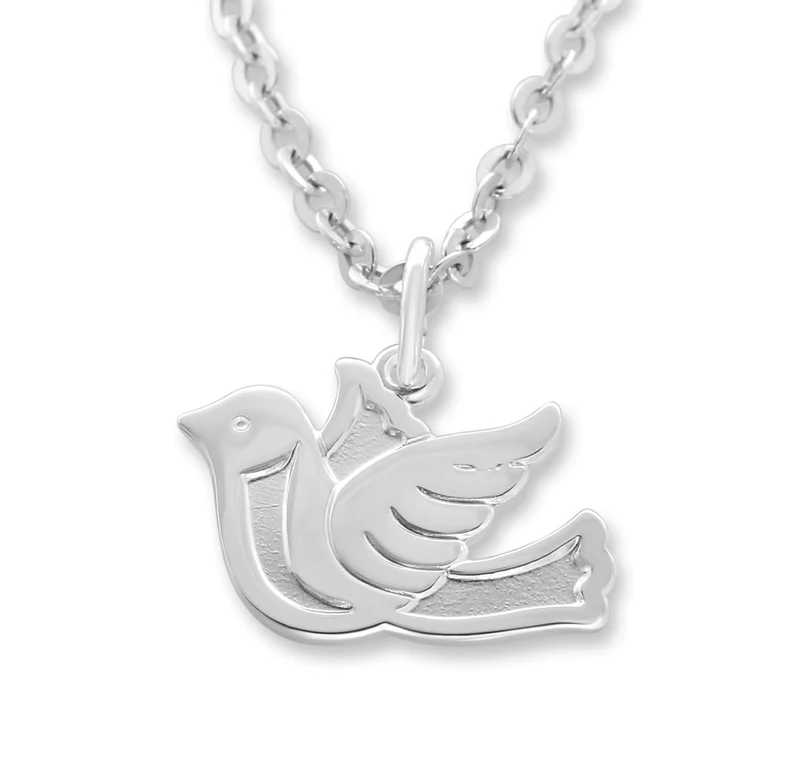 HALSKETTE MIT TAUBE ANHÄNGER, 925 SILBER