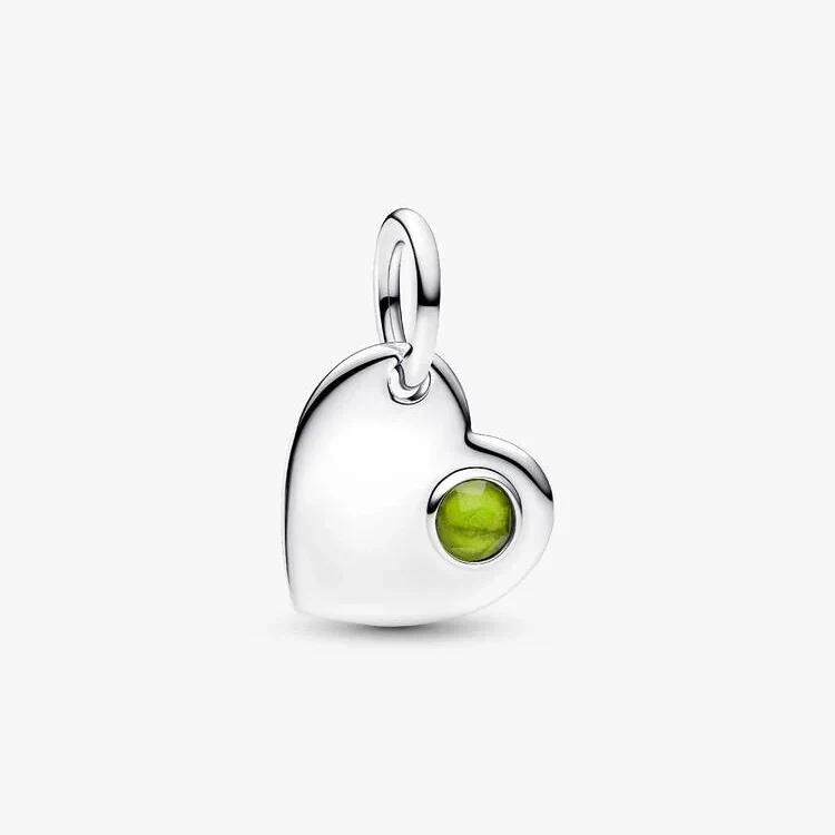 August Birthstone Engravable Heart Dangle Charms