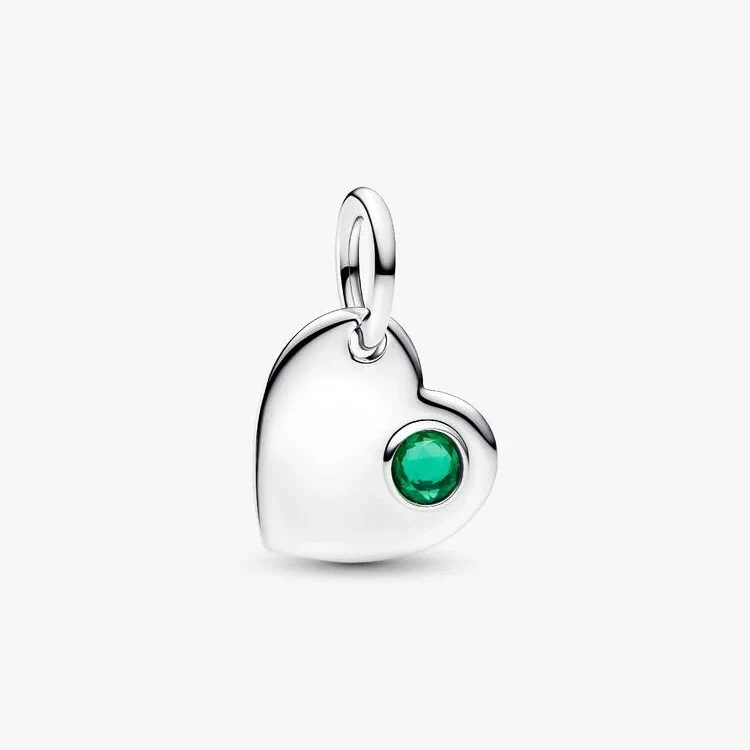May Birthstone Engravable Heart Dangle Charms