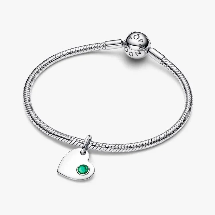 May Birthstone Engravable Heart Dangle Charms