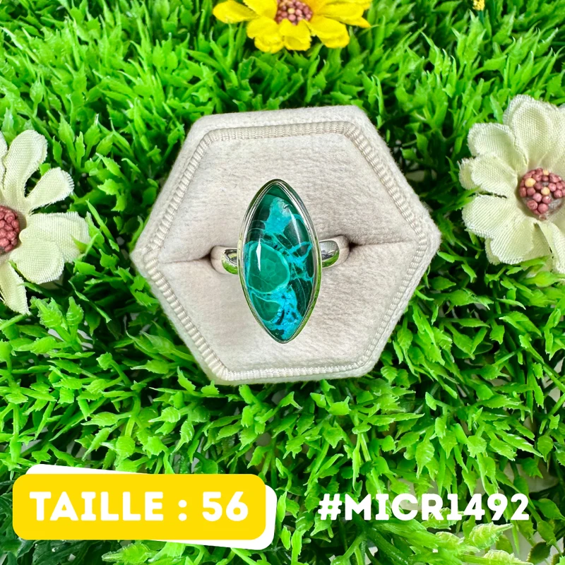 Malachit-Chrysokoll-Ring aus 925er Sterlingsilber #MICR1492