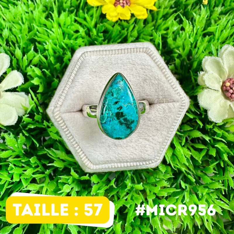 Malachit-Chrysokoll-Ring aus 925er Sterlingsilber #MICR956