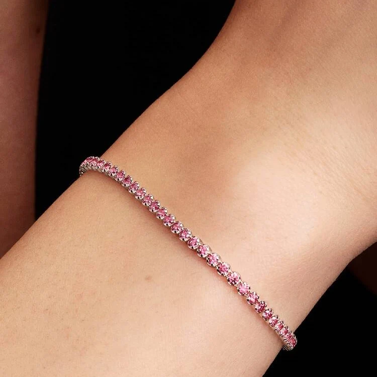 Pink Small Tennis Bracelet, 16cm