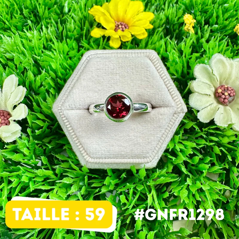 Facettierter Granatring aus 925er Sterlingsilber #GNFR1298