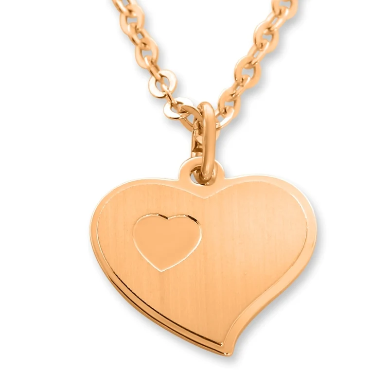 KETTE MIT GRAVUR HERZ HALSKETTE HERZANHÄNGER ROTGOLD DAMEN SCHMUCK