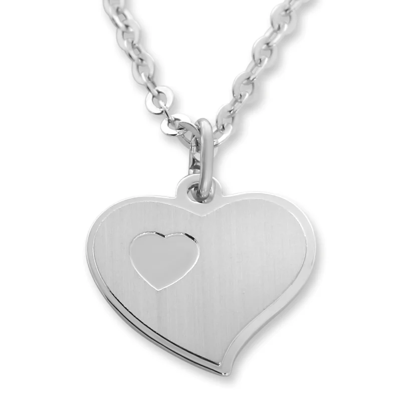 SILBERKETTE MIT HERZ ANHÄNGER & GRAVUR 925 SILBER DAMEN SCHMUCK HALSKETTE