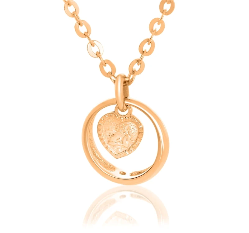 TAUFRING HALSKETTE MÄDCHEN ENGELSCHMUCK TAUFRING ROSÉ VERGOLDET TAUFGESCHENK