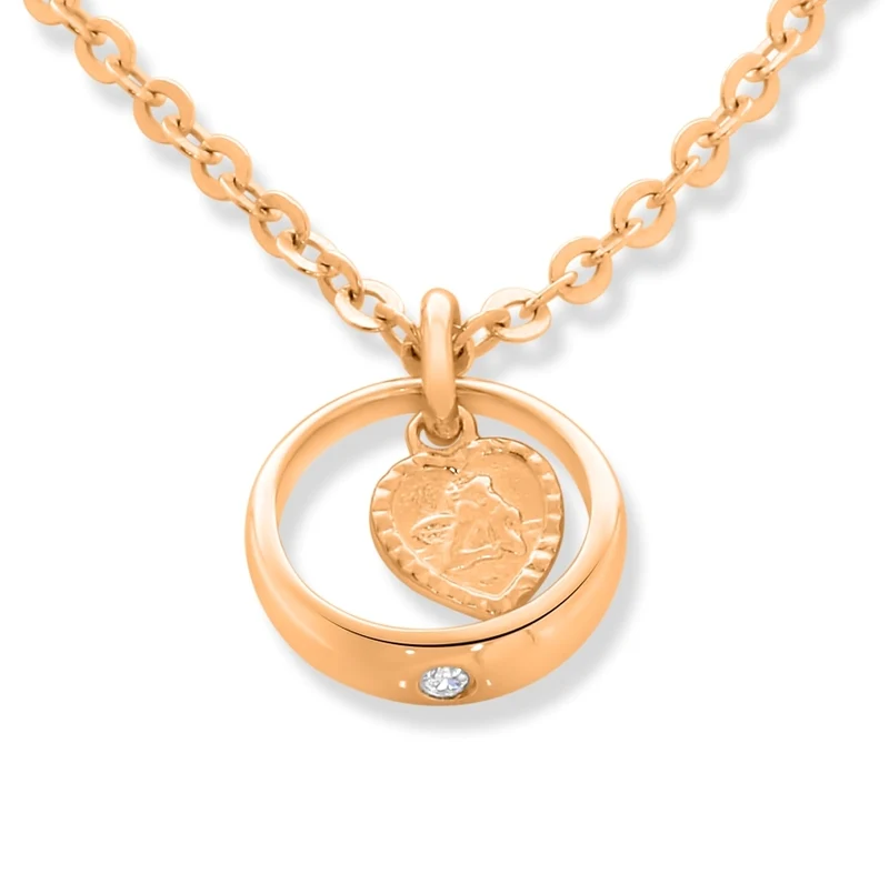TAUFRING HALSKETTE MÄDCHEN ENGELSCHMUCK TAUFRING ROSÉ VERGOLDET TAUFGESCHENK