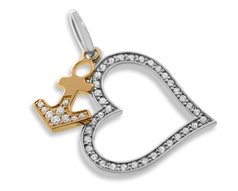 DESIGN ANHÄNGER HERZ & ANKER BICOLOR, 925 SILBER