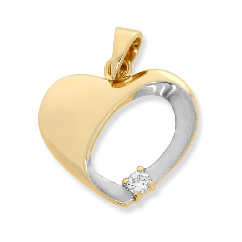 ANHÄNGER HERZ 333er GELBGOLD & WEIßGOLD, DESIGN SCHMUCK