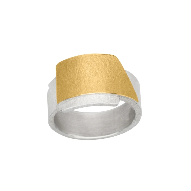 925er Silber Ring feingoldbelegt MANU R871