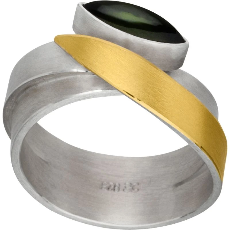 925er Silber Ring feingoldbelegt MANU R1025TU