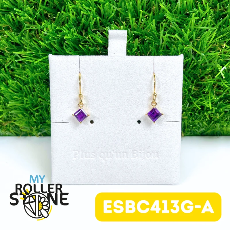 Ohrringe aus 925er Sterlingsilber, vergoldet, mit Amethyst ESBC413G-A