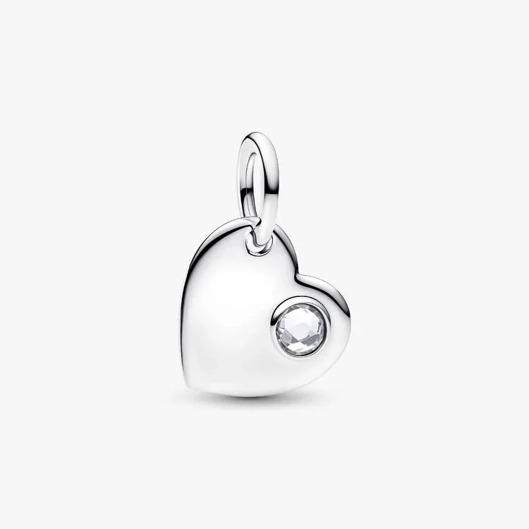 April Birthstone Engravable Heart Dangle Charms