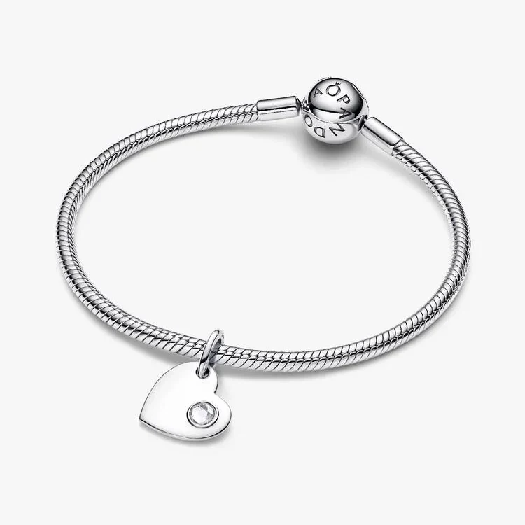 April Birthstone Engravable Heart Dangle Charms