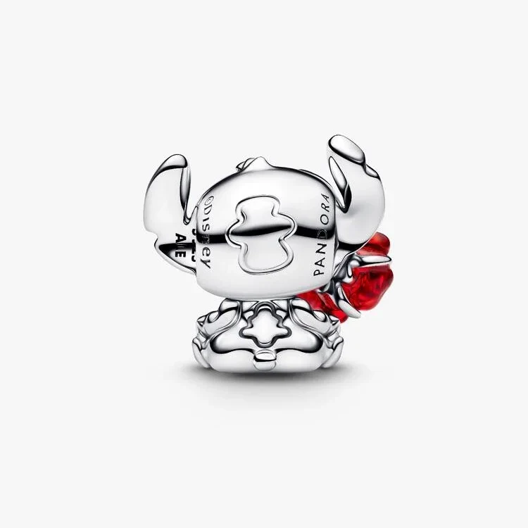 Disney Stitch Rose Murano Glass Charms