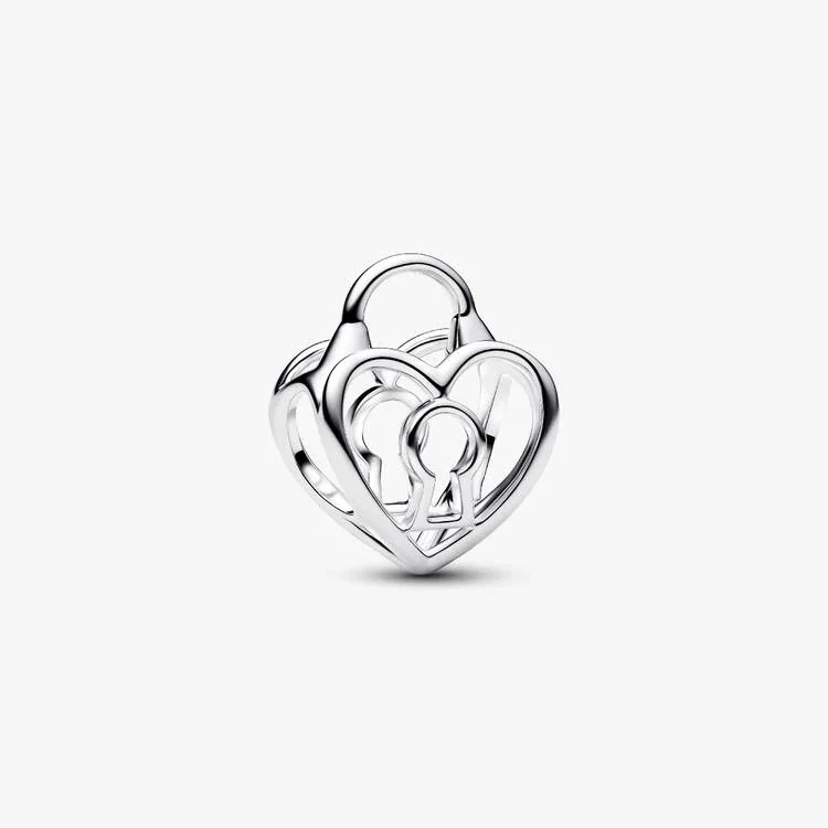 Openwork Heart Padlock Charms