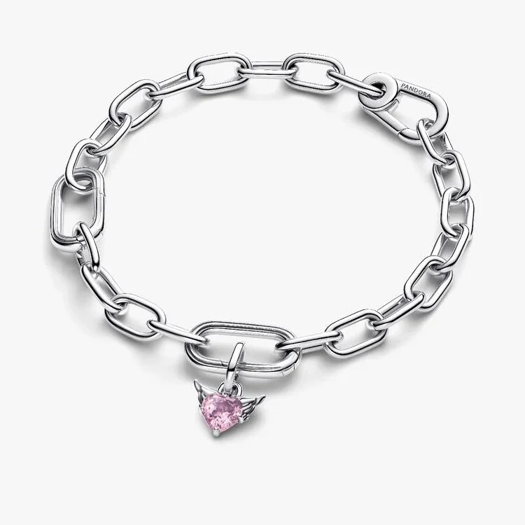 ME Winged Pink Heart Mini Dangle Charms