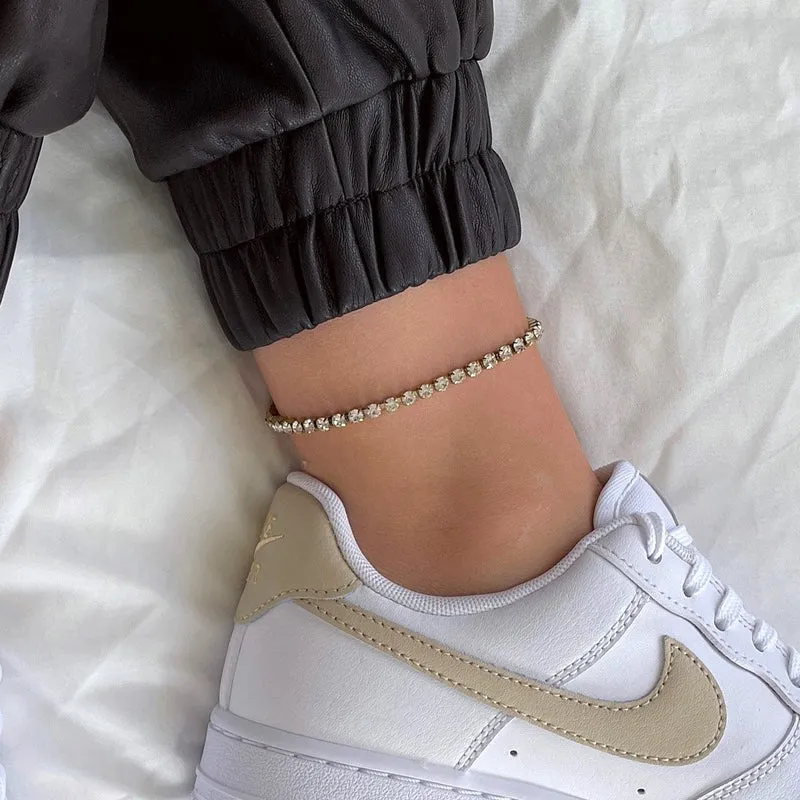 Tennis Fußkette | 18K vergoldet