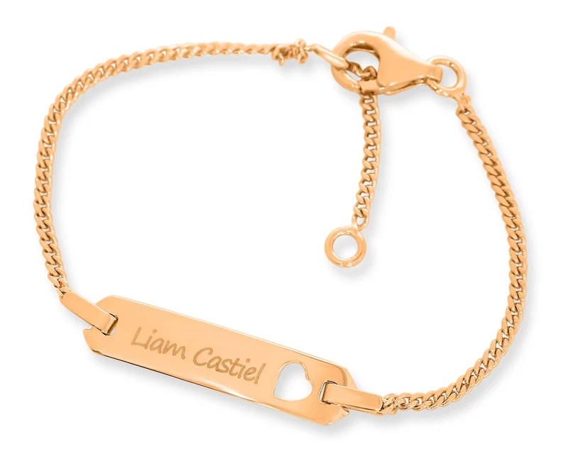 TAUFE ARMBAND ROSEGOLD MIT HERZAUSSCHNITT & WUNSCH GRAVUR ROSÉ VERGOLDET