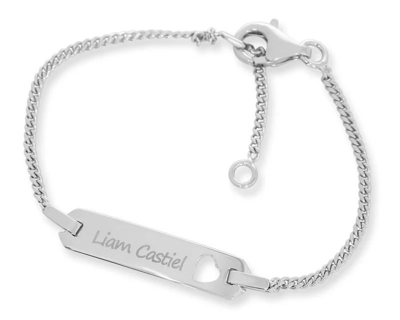 ARMBAND MIT GRAVUR NAMENSARMBAND 925 SILBER TAUFE SILBERARMBAND KIND HERZ