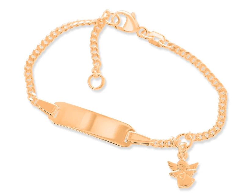 BABY-& KINDER ID ARMBAND ENGEL GRAVUR TAUFARMBANDD MÄDCHEN ROSÉ VERGOLDET