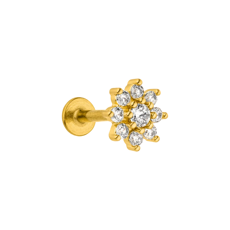Victoria Flower Labret Piercing 18K Vergoldet