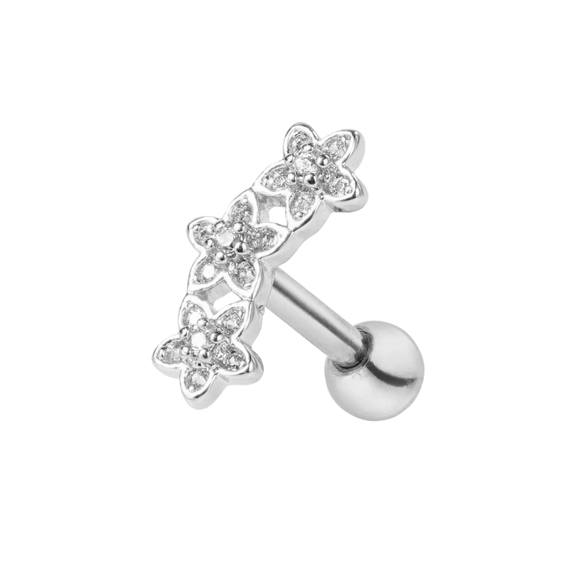 Carter Flower Pave Ohr Piercing 18K Vergoldet