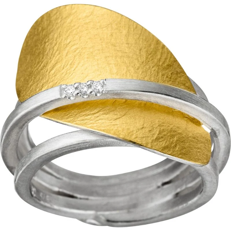 925er Silber Ring feingoldbelegt MANU R1166BR
