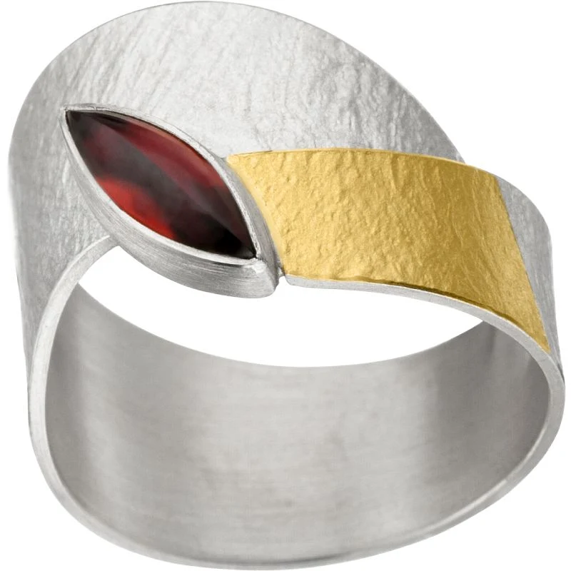 925er Silber Ring feingoldbelegt MANU R1160GT