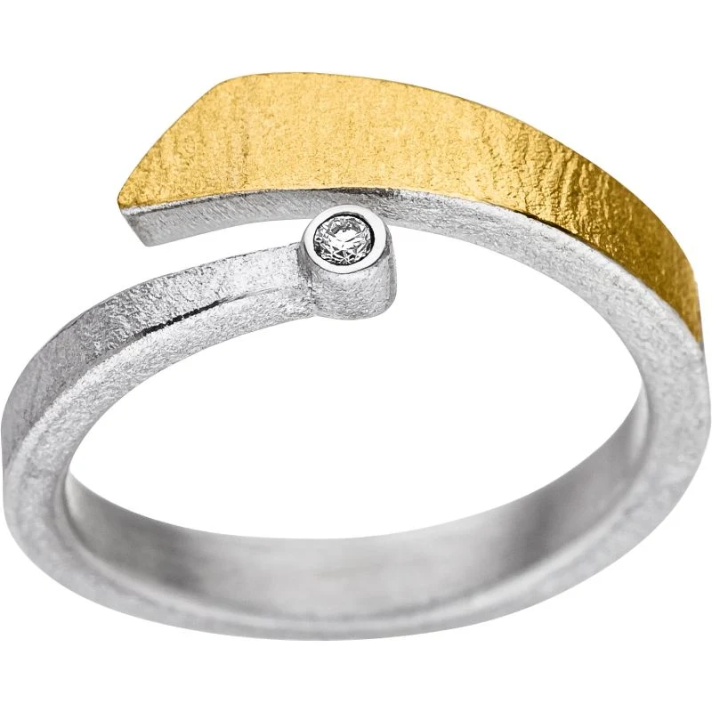 925er Silber Ring feingoldbelegt MANU R1189BR