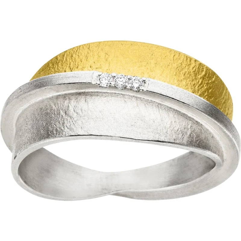 925er Silber Ring feingoldbelegt MANU R1253BR