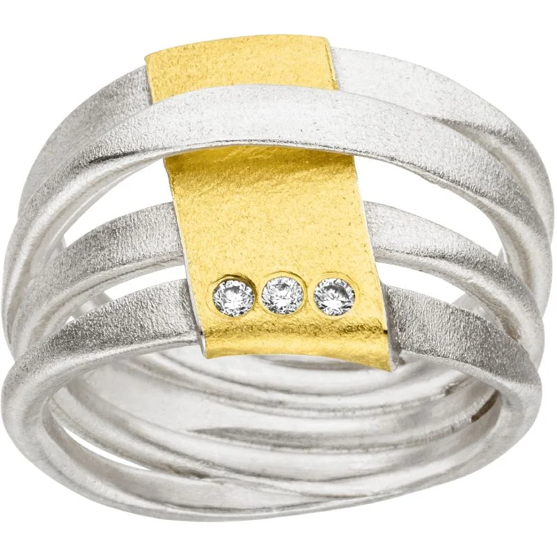 925er Silber Ring feingoldbelegt MANU R1252BR