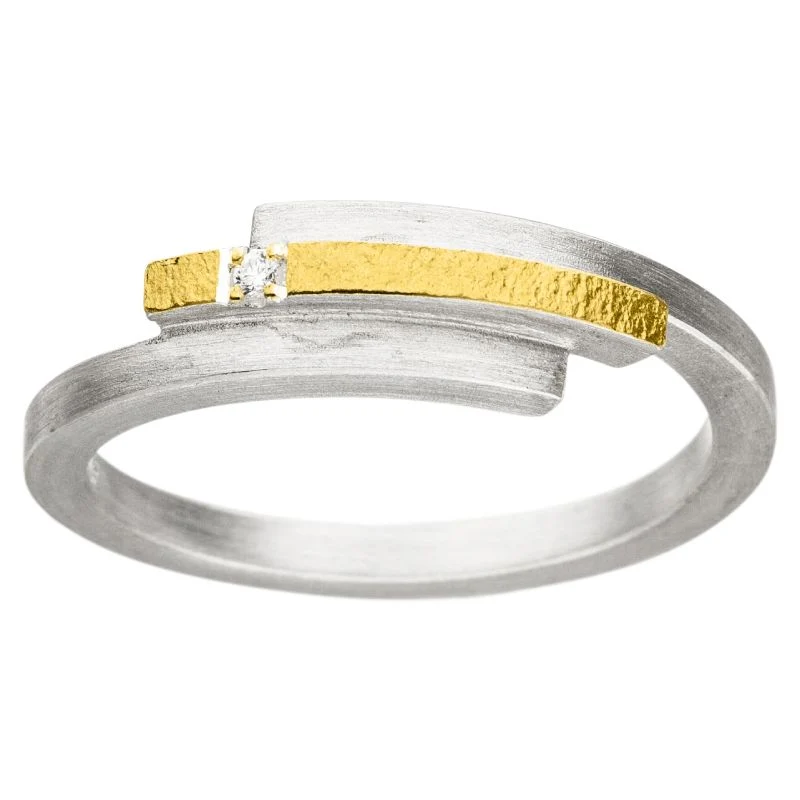 925er Silber Ring feingoldbelegt MANU R1267BR