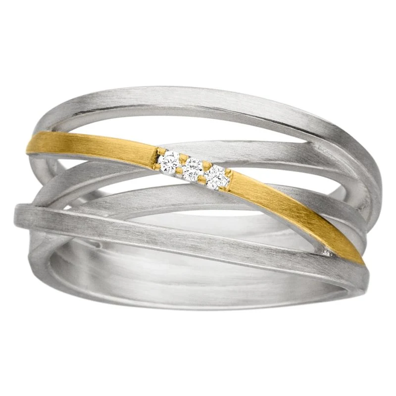 925er Silber Ring feingoldbelegt MANU R1281BR