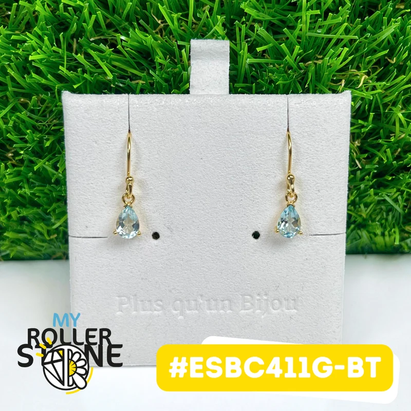 Ohrringe aus 925er Sterlingsilber, vergoldet, mit blauem Topas #ESBC411G-BT