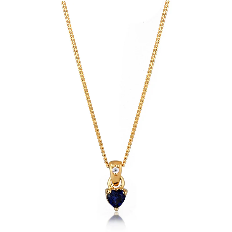 Halskette Herz | Laborgezüchteter Diamant (Weiß, 0.004 ct.) & Saphir (Blau)