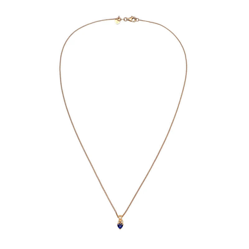 Halskette Herz | Laborgezüchteter Diamant (Weiß, 0.004 ct.) & Saphir (Blau)