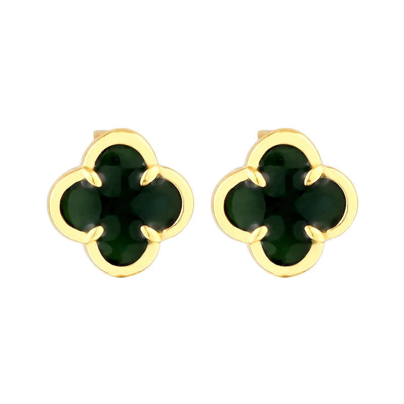 Ohrstecker Kleeblatt | Emaille (Weiß)