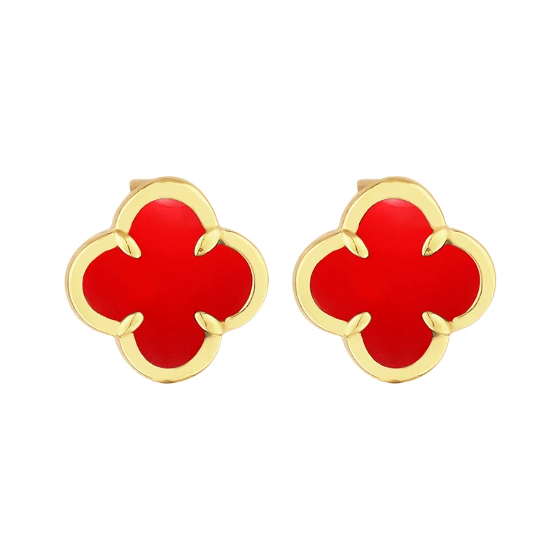 Ohrstecker Kleeblatt | Emaille (Weiß)