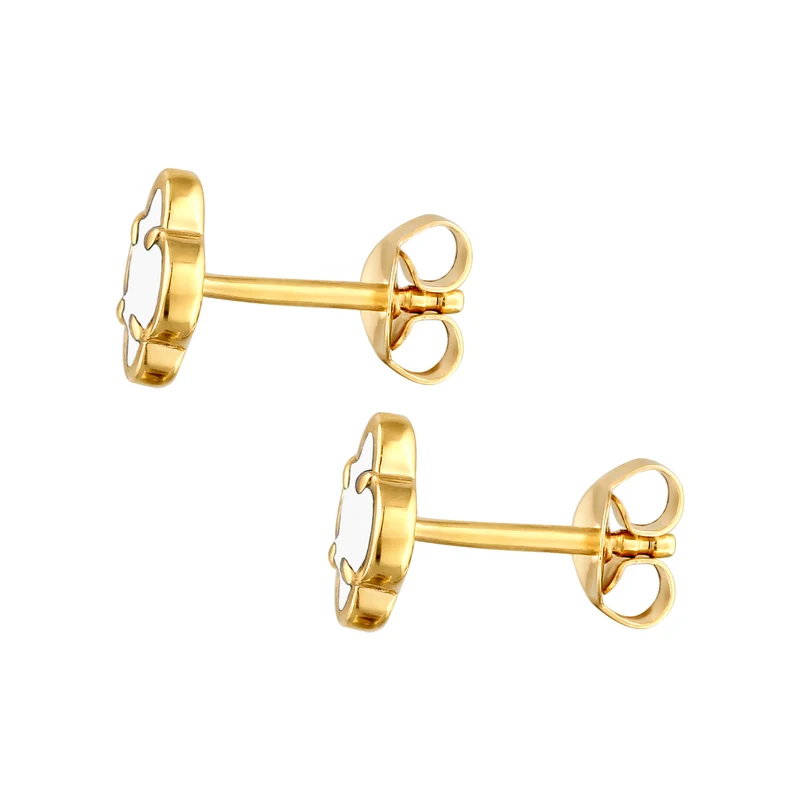 Ohrstecker Kleeblatt | Emaille (Weiß)